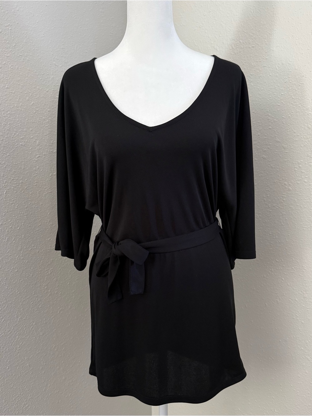 NWT Anthropologie Deletta Black Tie Waist Mini Dress XS Dolman Sleeve